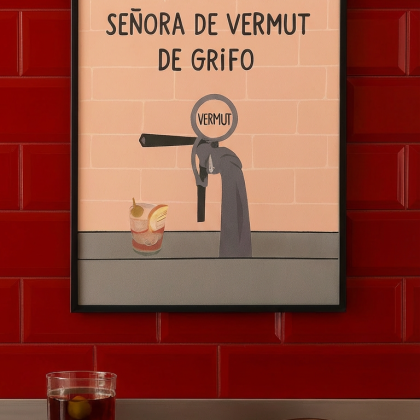ILUSTRACIÓN "Señora de vermut de grifo"